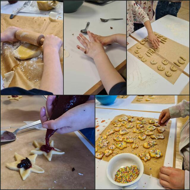 Die Kinder hatten auch in diesem Jahr wieder viel Spaß beim Kneten, Rollen, Ausstechen und Verzieren. | Foto: Simon Grüner