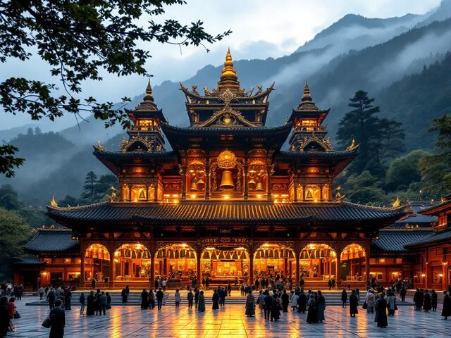 Hundert Glockenschläge: Der Tempel läutet 108 Mal die Glocken für Reinigung und Erleuchtung. | Foto: Mit KI erstellt, Anouar Touir