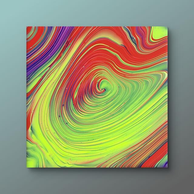 Medium: Acrylic Pouring auf Leinwand (20x20cm)
Technik: Swirl | Foto: Manuel Grümmer