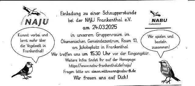 Flyer der Naju, der Naturschutzjugend mit hoffentlich freundlicher Genehmigung der NAJU | Foto: Flyer der Naju, der Naturschutzjugend