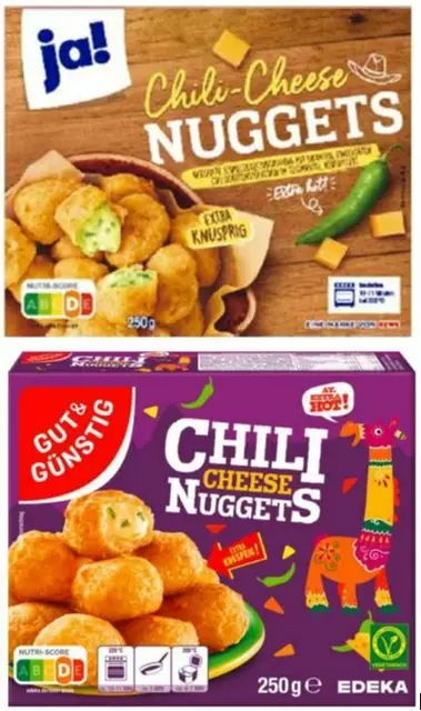 Lebensmittelwarnung: Diese Chili Cheese Nuggets können Plastik enthalten und sollen nicht verzehrt werden | Foto: Produktinformation Rewe und Edeka