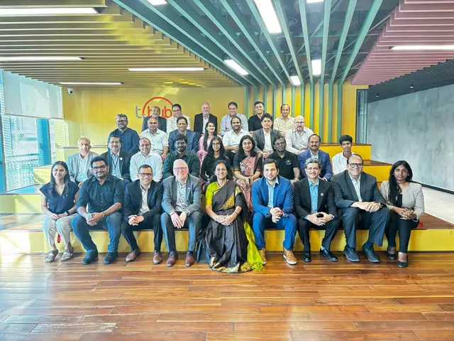 Die Wirtschaftsförderung Karlsruhe war mit drei Karlsruher Startups zum Austausch auch im weltgrößten Innovationscampus T-Hub in Hyderabad | Foto: © IGNKA