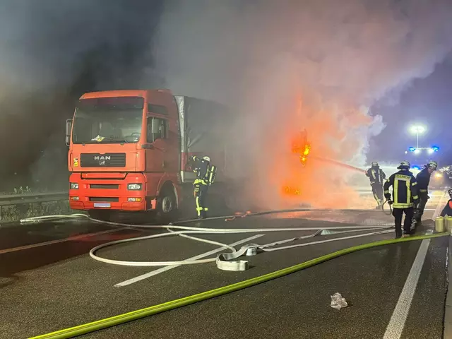 Lkw-Brand auf der A65  | Foto: Schäfer/Feuerwehr Kandel