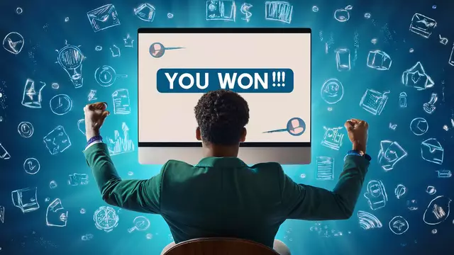 Die Freude über einen überraschenden Gewinn aus dem Internet hält meist nicht lange an - hinter diesen Gewinnversprechen versteckt sich häufig eine perfide Betrugsmasche | Foto: Heike Schwitalla - erstellt mit KI