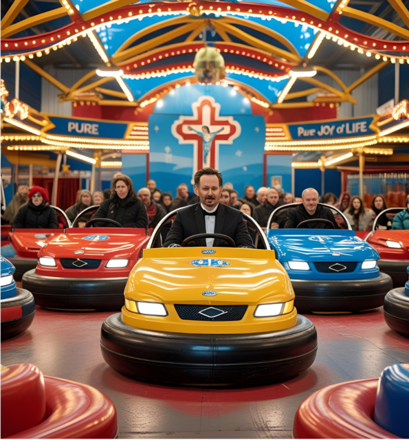 Gottesdienst auf dem Autoskooter Ki Bild. | Foto: Christoph Roos 