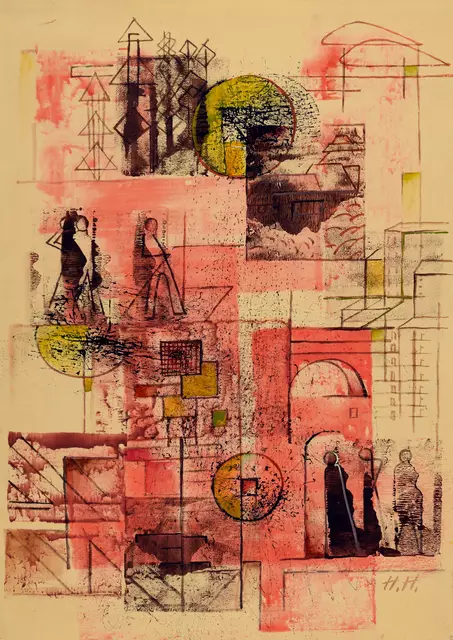 Hanna Höch, Osterspaziergang, undatiert, Aquarell, Tusche auf Karton, 70 × 50 cm, Wilhelm-Hack-Museum, Ludwigshafen Faksimile | Foto: Hanna Höch