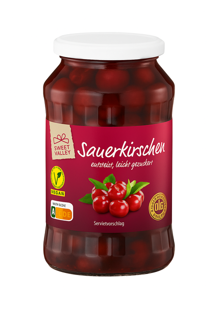 Dieses bei Aldi verkaufte Glas Sauerkirschen könnte Glasstücke enthalten - und wird daher vorsorglich aus dem Handel genommen und zurück gerufen | Foto: Mikado Foods Europe/ I. SCHMIDT Handelsges. mbH