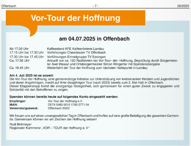 Programm Offenbach 4.7. 2025 | Foto: Auszug aus Amtsblatt