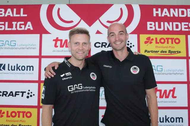 Philipp Grimm (rechts) bleibt Teammanager bei den Eulen Ludwigshafen, hier mit Eulen-Trainer Johannes Wohlrab | Foto: Michael Sonnick
