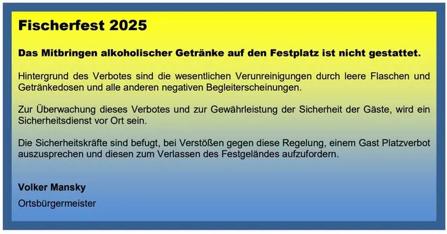 Das Mitbringen alkoholischer Getränke auf den Festplatz ist verboten | Foto: Michael Sonnick