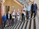 Stellten gemeinsam das neue Programm vor: Beat Fellmann (v.l.) und Michael Gassmann von der Deutschen Staatsphilharmonie, Christoph Dammann, Direktor des Kulturreferats,  Maria Grätzel von der DRP, Bürgermeister und Kulturdezernent Manfred Schulz sowie Sebastian Greis und Michael Halberstadt | Foto: Stadt Kaiserslautern