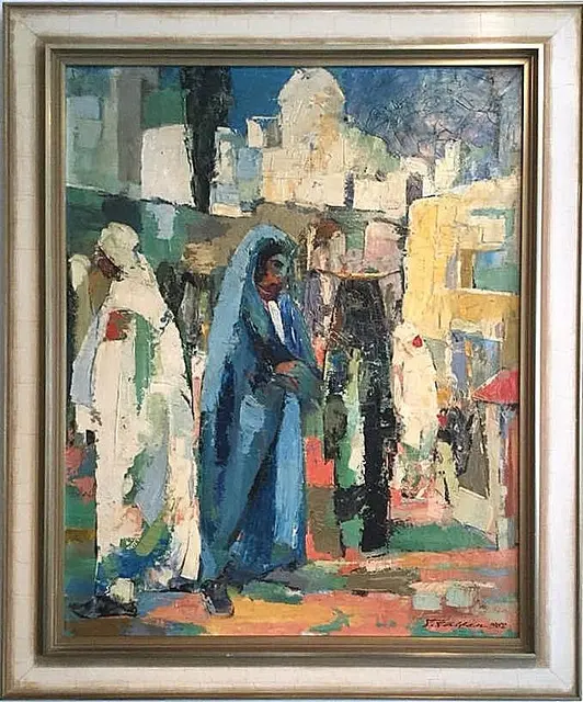Dieses Gemälde entstand während Hein Halfens Aufenthalt in Ägypten. Es zeigt eine Straßenszene in Kairo und befindet sich heute im Stadtmuseum Bad Bergzabern. | Foto: Straßenszene aus Kairo