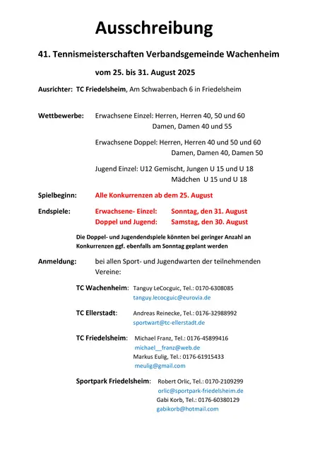 Foto: TC Friedelsheim