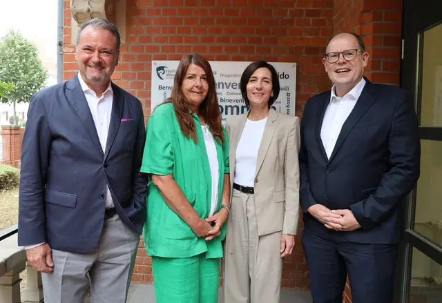 Das neue Präsidium der Hochschule Worms startet mit klaren Zielen. V. li.: Prof. Dr. Hans Rück, Ass. Jur. Kerstin Henzel, Prof. Dr. Alexandra Nonnenmacher, Prof. Dr. Michael Graef.  | Foto: Dorothea Hoppe-Dörwald