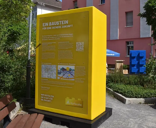 Die Zukunftsbausteine informieren über die Hintergründe von Baustellen | Foto: Stadt Karlsruhe, Gianna Ronge