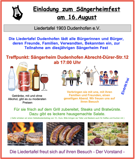 Einladung zum Sängerheimfest der Liedertafel Dudenhofen | Foto: frei Vektorgrafig