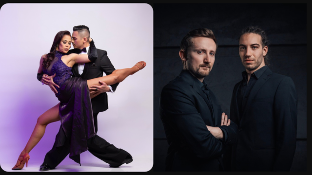 Freitag, 17.10.2025, Festsaal „Zum Goldenen Löwen“,
DUONOVA &amp; Tango Weltmeister Tanya Gutiérrez/Sebastián Avendaño: 
Nico Graz am Bandoneon und Florian Kohlscheen an der Gitarre sorgen gemeinsam mit den Tango-Weltmeistern für ein fesselndes Tango-Spektakel.  | Foto: WMJK