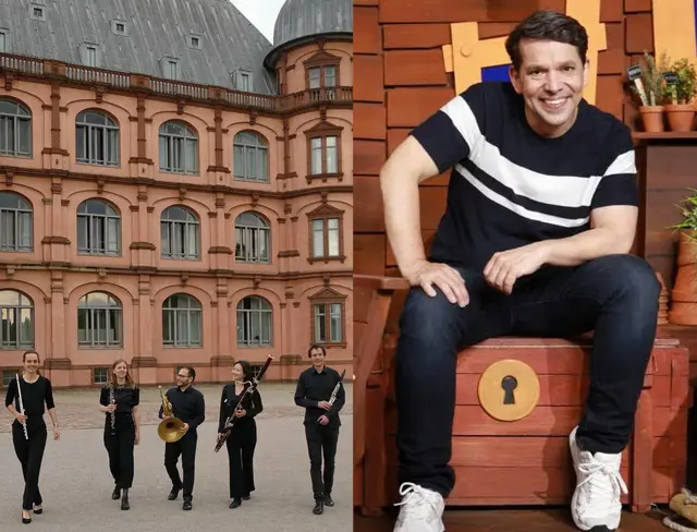 Sonntag, 19.10.2025,15:00 Uhr, Festsaal „Zum Goldenen Löwen“,
Kinderkonzert „Peter und der Wolf“, 
Juri Tetzlaff &amp; Viornery Quintett:
Der KI.KA-Moderator und das Viornery Quintett nehmen kleine und große Musikfans mit auf ein faszinierendes, klangliches Abenteuer. | Foto: KIKA Carlo Bansini; Viornery Quintett