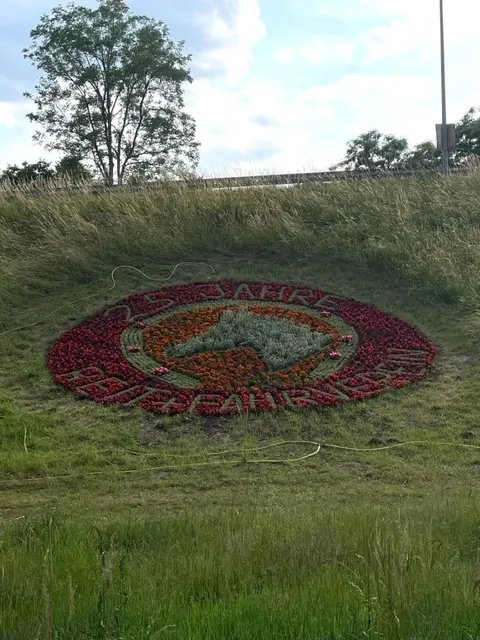 Der Reit- und Fahrverein Schifferstadt feiert sein 25-jähriges Bestehen. Aus diesem Anlass hat die Stadtgärtnerei Schifferstadt diesen Blumenkreisel gepflanzt. | Foto: Reit- und Fahrverein Schifferstadt