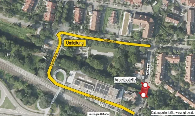 Umleitungsplan | Foto: RPK, Datenquelle: LGL, www.lgl-bw.de