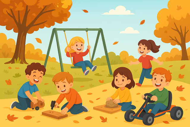 spielende Kinder im Herbst | Foto: Heike Schwitalla - erstellt mit KI