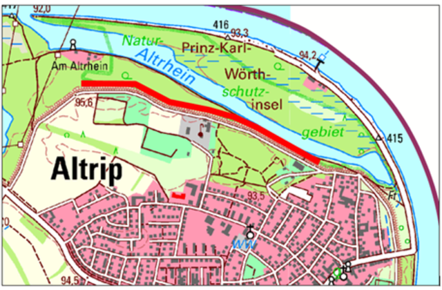Arbeitsbereich am wasserseitigen Deichfuß des RHD nördlich Altrip | Foto: SGD Süd