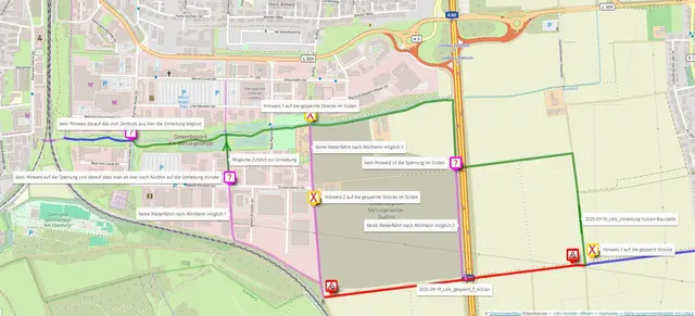 Dieser Plan ist vergrößert im Internet abrufbar mit https://kurzlinks.de/uml_vulcan2 | Foto: E. Vortanz (adfc)