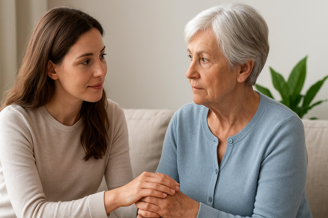 Pflegende Angehörige brauchen häufig den Austausch mit anderen Menschen in einer ähnlichen Lebenssituation | Foto: Heike Schwitalla - erstellt mit KI