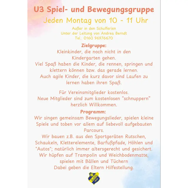 Einladung zum Kinderturnen U3 | Foto: TV Kleinniedesheim (2025)