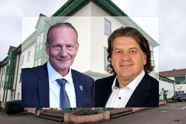 Peter Spitzer (SPD, rechts) und Claus Schäfer (CDU, links) treten am Sonntag in Rodalben zur Stichwahl um das Amt des Verbandsbürgermeisters an. | Foto: Montage: Erik Stegner / Fotos: Schäfer, Spitzer. 