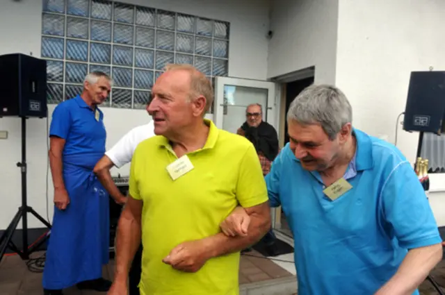 Gerhard Scheller und Eugen Heim am 28.8.2025 beim Radsportlertreffen in Hatzenbühl | Foto: Roger Klenk