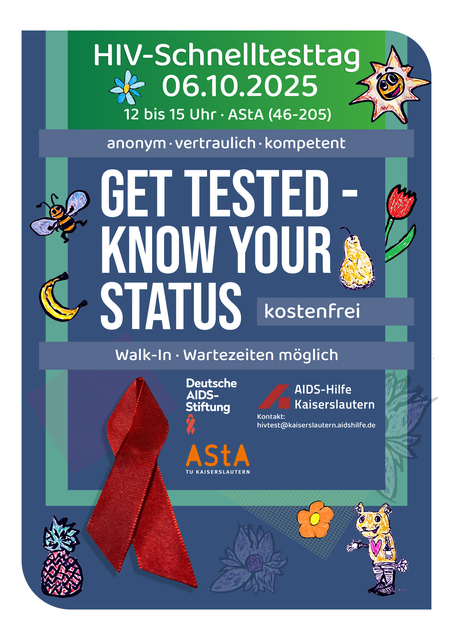 Werbebild für den HIV-Schnelltesttag am 06.10.2025 auf dem Campus der RPTU, Standort Kaiserslautern | Foto:  erstellt von AIDS-Hilfe Kaiserslautern e. V.