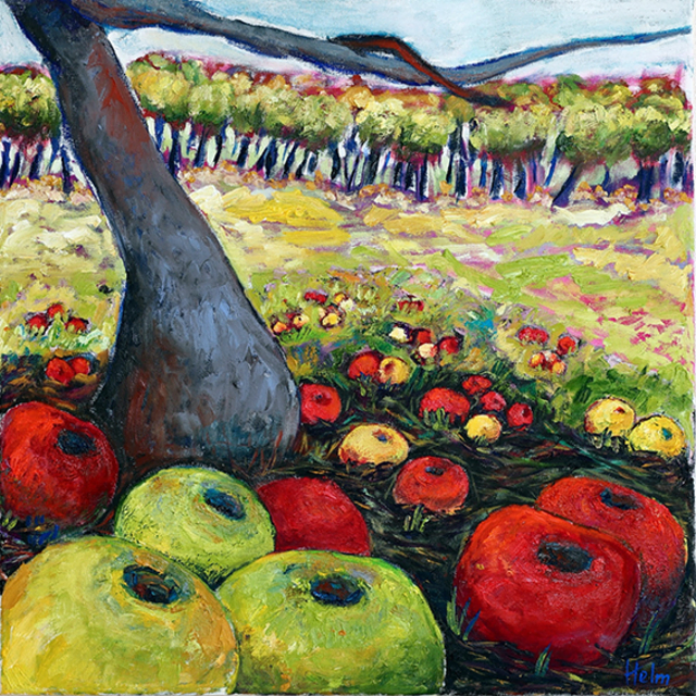 „Äpfel unterm Baum“, Öl auf Leinwand, 60 x 60 cm | Foto: Petra Helm