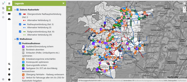 Zielnetz Radverkehr 06.10.2025 | Foto: (c) Planungsgesellschaft RV-K mbH (c) Bundesamt für Kartographie und Geodäsie 2025