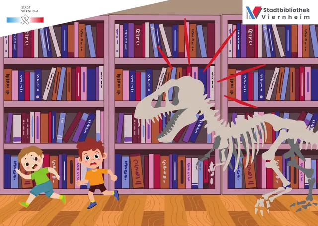 Abenteuer zwischen Bücherregalen: Bei der Dino-Nacht in der Stadtbibliothek entdecken Kinder spielerisch die Welt der Rätsel – inklusive Dinos und spannender Überraschungen.
 | Foto: Stadt Viernheim