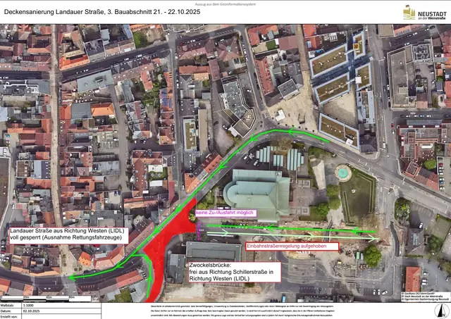 Bauabschnitt 3 vom 21. bis 22. Oktober | Foto: Tiefbau Stadt Neustadt