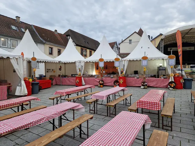 Es ist angerichtet für den Ansturm der Besucherinnen und Besucher auf den Oktobermarkt in Kirchheimbolanden | Foto: proKIBO
