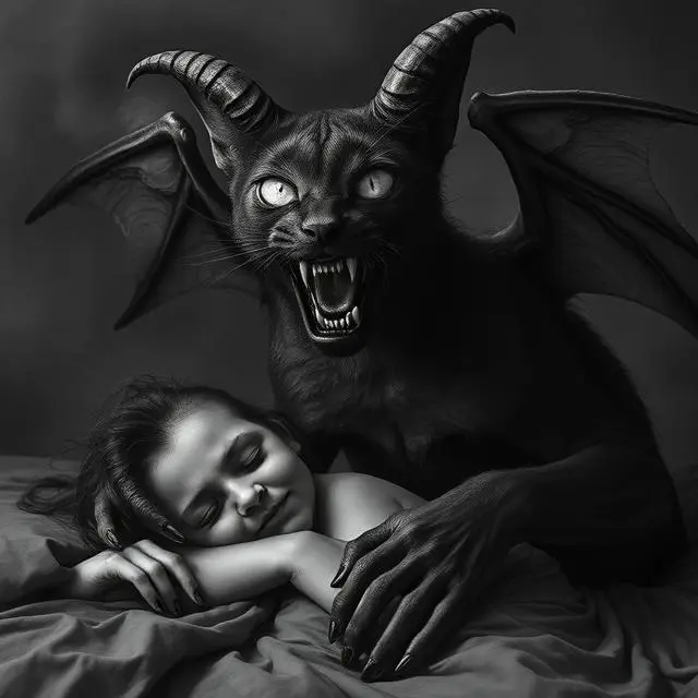 Eine Albdrude bemächtigt sich des größten Schatzes einer Familie - des neu geborenen Kindes. Was sie mit Elwedritschen zu tun hat, erklärt Michael Werner an diesem Abend. | Foto: Dr. Michael Werner / Hiwwe wie Driwwe