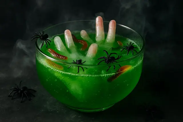 grüne Grusel-Bowle - mit oder ohne Alkohol, perfekt für Halloween | Foto: Heike Schwitalla