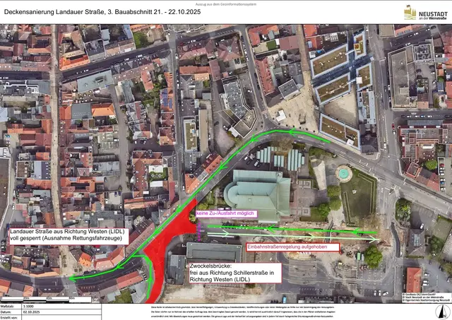 Bauabschnitt 3 vom 21. bis 22. Oktober | Foto: Tiefbau Stadt Neustadt