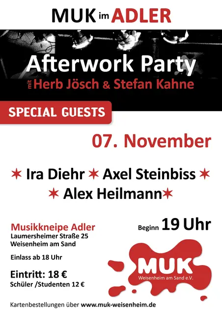 MUK Afterwork-Party mit Ira Diehr, Axel Steinbiss, Alex Heilmann sowie Stefan Kahne & Herb Jösch | Foto: MUK Weisenheim am Sand e.V.