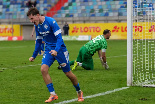 Marc Ehrhart jubelt nach seinem 14. Saisontreffer zum 3:1-Endstand für den FK Pirmasens gegen den SV Gonsenheim. | Foto: Erik Stegner