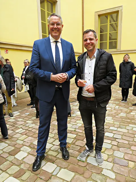 Alexander Schweitzer (Ministerpräsident von Rheinland-Pfalz) und Florian Maier (Abgeordneter Edenkoben) | Foto: Brigitte Melder