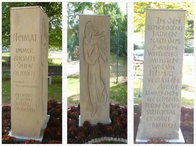 Erinnerung an Flucht und Vertreibung nach dem Zweiten Weltkrieg - Gedenkstein der Donaudeutschen in Dudenhofen | Foto: Chronik Donaudeutsche Landsmannschaft Speyer - Repro: cke