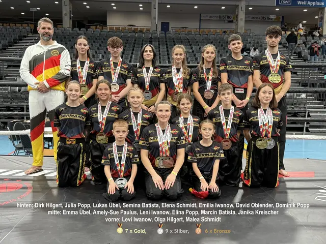 Das erfolgreiche Obermoscheler Kickbox-Team mit dem Trainerehepaar Dirk Hilgert links hinten und vorne zweite von links Olga Hilgert  | Foto: Kickbox-Abteilung TuS Landsberg Omo 