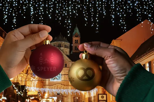 Tolles Geschenk vor und zu Weihnachten: Christbaum-kugeln mit Speyer-Motiv | Foto: Stadt Speyer/Yelizaveta/stock.adobe.com