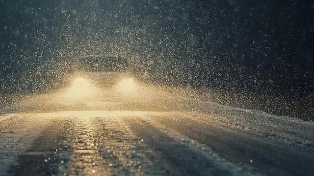 Dichter Schneefall und nasse Fahrbahnen: Auf den Straßen der Westpfalz kann es in den kommenden Tagen schnell glatt werden. | Foto: Erik Stegner mit Canva