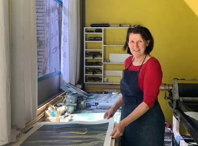 Christina Simon aus Weißenfels ist zu Gast in der Winkeldruckerey | Foto: Chantal E. Ariens/gratis