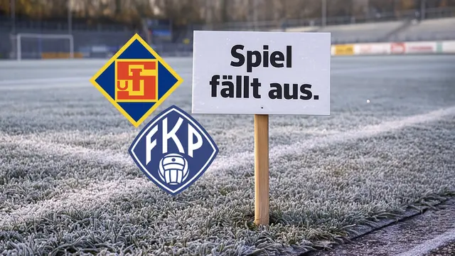 Der gefrorene Rasen im Stadion Oberwerth machte eine Austragung unmöglich – das Spiel wurde abgesagt. | Foto: Erik Stegner mit ChatGPT