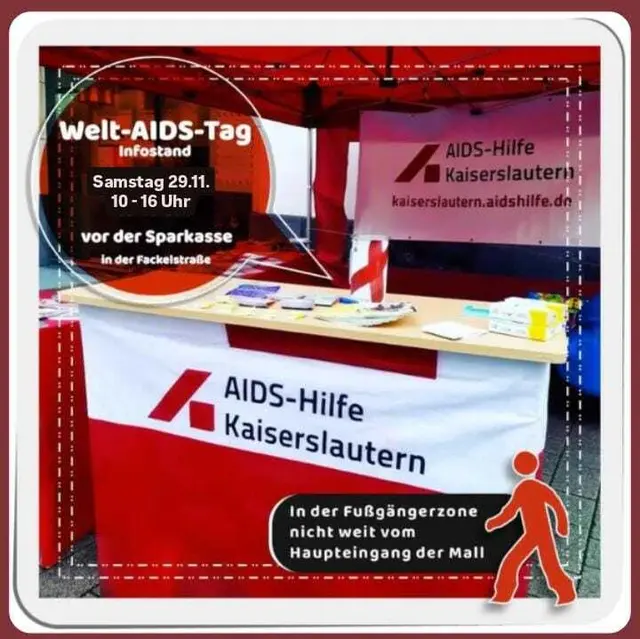 Welt-AIDS-Tag 2025
Infostand am 29.11.2025 | Foto: Flyer erstellt von AIDS-Hilfe Kaiserslautern e. V.